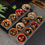 Buddha Stones Maple Leaf Colorful Ceramic Teacup Home Tea Cups Cup BS 1