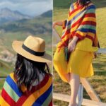 Buddha Stones Tibetan Colorful Striped Design Shawl Tassels Pullover Winter Cozy Travel Scarf Wrap Tibetan Shawl BS 19