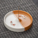 Buddha Stones Koi Fish Pattern Spiritual Healing Ceramic Incense Stick Burner Decoration Incense Burner BS White Orange Koi Fish