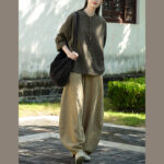 Buddha Stones Solid Color Loose Button Blouse Long Sleeve Shirt Top Long Sleeve Shirt BS 26