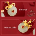 Buddha Stones 925 Sterling Silver Hetian Jade Chinese Zodiac Year of the Dragon Red Agate Luck Protection Necklace Pendant (Extra 30% Off | USE CODE: FS30) Necklaces & Pendants BS 24