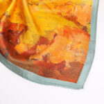 Buddha Stones Oil Painting City Snow Scene Castle Lotus 100% Mulberry Silk Neck Hair Scarf Silk Shawl BS 2