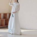Buddha Stones Bamboo Cheongsam Dress Midi Dress Wide Leg Pants Meditation Spiritual Zen Practice Clothing Women's Meditation Cloth BS main
