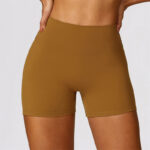 Buddha Stones Gym Sports Yoga Backless Bra Crop Tank Top Breathable Shorts 2-Piece Outfit BS Brown Shorts US8/10/XL