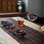 Buddha Stones Lotus Goldfish Auspicious Dragon Phoenix Ceramic Teacup Silver Inlaid Tea Cups 130ml Cup BS 3