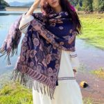 Buddha Stones Tibetan Flower Floral Leaves Pattern Design Shawl Cozy Travel Scarf Wrap Tibetan Shawl BS Orchid