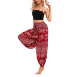 Buddha Stones Elephant Geometry Pattern Casual Loose Harem Trousers Women's Yoga Pants Women's Harem Pants BS 3