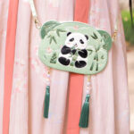 Buddha Stones Embroidery Lucky Panda Cat Shiba Inu Deer Rabbit Fox Flower Cute Animal Hanfu Bag Crossbody Bag Shoulder Bag Bag BS Panda Bamboo