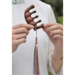 Buddha Stones Simple Green Sandalwood Soothing Tassel Massage Comb Comb BS 11