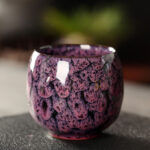 Buddha Stones Simple Multicolored Kiln Change Chinese Jianzhan Ceramic Teacup Kung Fu Tea Cup 110ml Jian Zhan Tea Cup BS Purple 6.5cm*6cm*110ml