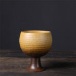 Buddha Stones Small Capacity Goblet Design Ceramic Wine Coffee Mug Tea Coffee Cup 170ml Coffee Mug BS Antique Yellow 7.8cm*7.8cm*9cm*170ml