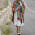 Tibetan Orange Shawl Warm Cloak Scarf Tibetan Shawl BS 3