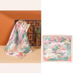 Buddha Stones Pastoral Scene Hot Air Balloon Spring Blossom 100% Mulberry Silk Neck Hair Scarf Silk Shawl BS Spring Scenery