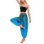 Buddha Stones Peacock Feather Pattern Loose Harem Trousers Women's Yoga Pants Women's Harem Pants BS 23