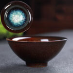 Buddha Stones Colorful Ceramic Teacup Home Office Tea Cups Cup BS Maroon&Blue