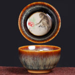 Buddha Stones 12 Chinese Zodiac Pattern Ceramic Teacup Kung Fu Jian Chinese Zhan Tea Cup 73ml Jian Zhan Tea Cup BS Monkey 6.8cm*3.6cm*73ml