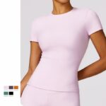 Buddha Stones Women Short Sleeve T-Shirt Top High Waist Leggings Pants For Sports Yoga 2-Piece Outfit BS 62