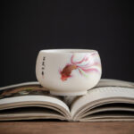 Buddha Stones Koi Fish White Porcelain Ceramic Teacup Kung Fu Tea Cup Cup BS 11