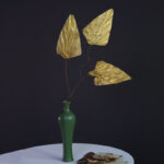 Buddha Stones Natural Dried Triangle Lotus Leaf Stemmed Plant Bouquet Home Decoration Ornaments Decorations BS 5