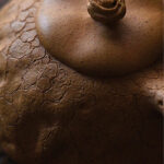 Buddha Stones Handmade Vintage Tree Texture Purple Clay Kung Fu Teapot 220ml Teapot BS 13