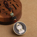 Buddha Stones Ebony Wood Rosewood Buddha Avalokitesvara Om Mani Padme Hum Balance Car Key Chain Decoration Key Chain BS 4