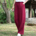 Buddha Stones Plain Wide Leg Pants Dance Women's Yoga Pants With Pockets Wide Leg Pants BS 47