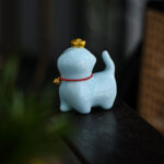 Buddha Stones Mini Lucky Cat Ingot Tea Pet Ceramic Home Desk Figurine Decoration Decorations BS 13