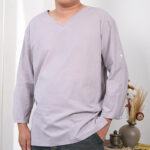 Buddha Stones Solid Color Three Quarter Sleeve Men's T-shirt Men's T-Shirts BS Gainsboro 4XL(Fit for US/UK/AU48; EU58)