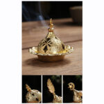 Buddha Stones Gold Gourd Star Feather Spiritual Meditation Mini Alloy Metal Incense Burner Incense Burner BS 6