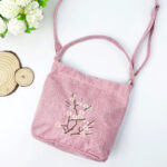 Buddha Stones Embroidery Wisteria Plum Lotus Cherry Blossom Cotton Linen Canvas Tote Crossbody Bag Shoulder Bag Handbag Crossbody Bag BS 32