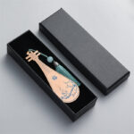 Buddha Stones Classical Musical Instruments Pipa Guzheng Guqin Ruan Metal Bookmarks Tassel With Gift Box Bookmarks BS Rose Gold Pipa-Gift Box