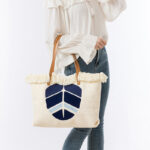 Buddha Stones Large Capacity Evil Eye Leaf Hamsa Tassel Canvas Tote Shoulder Bag Shoulder Bag BS 13
