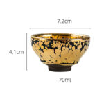 Buddha Stones 24K Gold Spot Pattern Chinese Jianzhan Ceramic Teacup Kung Fu Tea Cup Bowl With Gift Box Jian Zhan Tea Cup BS 12