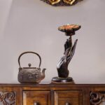 Buddha Stones Hand Pattern Wood Candlestick Home Candle Holder Decoration Candle Holder BS 16