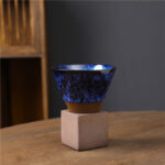 Buddha Stones Retro Kiln Change Ceramic Coffee Mug Tea Latte Espresso Coffee Cup With Base 200ml Coffee Mug BS Kiln Change Dark Blue 9.3cm*9.5cm*200ml