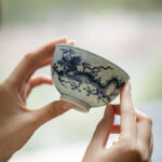 Buddha Stones Blue Dragon Design Ceramic Teacup Kung Fu Tea Cups Cup BS 1