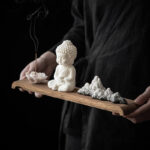 Buddha Stones Lotus Flower Tathagata Kwan Yin Avalokitesvara Ksitigarbha Meditation Ceramic Stick Incense Burner Decoration Incense Burner BS 1