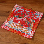 Buddha Stones Crane Phoenix Dragon Kirin Embroidered Cup Mat Pad Tea Cup Coaster Square Kung Fu Tea Mat Tea Mat BS Red Phoenix