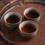 Buddha Stones Simple Brown Striped Texture Ceramic Teacup Kung Fu Tea Cup Bowl Cup BS 4