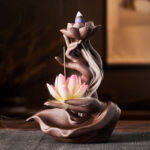 Buddha Stones Lotus Bergamot Healing Incense Burner Incense Burner BS Colorful