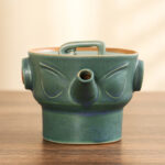 Buddha Stones Sanxingdui Ceramic Teacup Kung Fu Tea Cup With Bag Cup BS 6