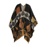 Buddha Stones Tibetan Shawl Deer Vase Geometric Shapes Winter Cozy Travel Scarf Wrap Tibetan Shawl BS 7
