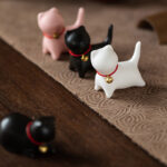 Buddha Stones Mini Small Cute Cat Tea Pet Ceramic Home Desk Figurine Decoration Decorations BS 14