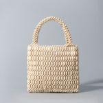 Buddha Stones Hand-woven Wooden Beads Handbag Handbags BS Beige 19.5*4.5*18.5cm