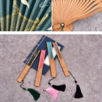 Buddha Stones Vintage Cloud Crane Pattern Handheld Bamboo Folding Fan Folding Fan BS 3