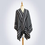 Buddha Stones Tibetan Shawl Classic Pattern Winter Cozy Warm Travel Scarf Wrap Tibetan Shawl BS Black Gray