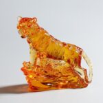 Buddha Stones Handmade Liuli Crystal Tiger Art Piece Protection Home Decoration Decorations BS Gold