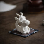 Buddha Stones Year Of The Dragon Luck White Porcelain Ceramic Tea Pet Home Figurine Decoration Decorations BS 11