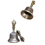 Buddha Stones Tibetan Meditation Bell and Vajra Dorje Copper Enlightenment Decoration Set Decorations BS 12