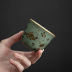 Buddha Stones Butterfly Flower Lotus Koi Fish Plum Blossom Ceramic Teacup Kung Fu Tea Cup 100ml Cup BS 12